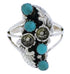 Southwest Silver Flower Turquoise Ring Size 7-1/2 EX46112